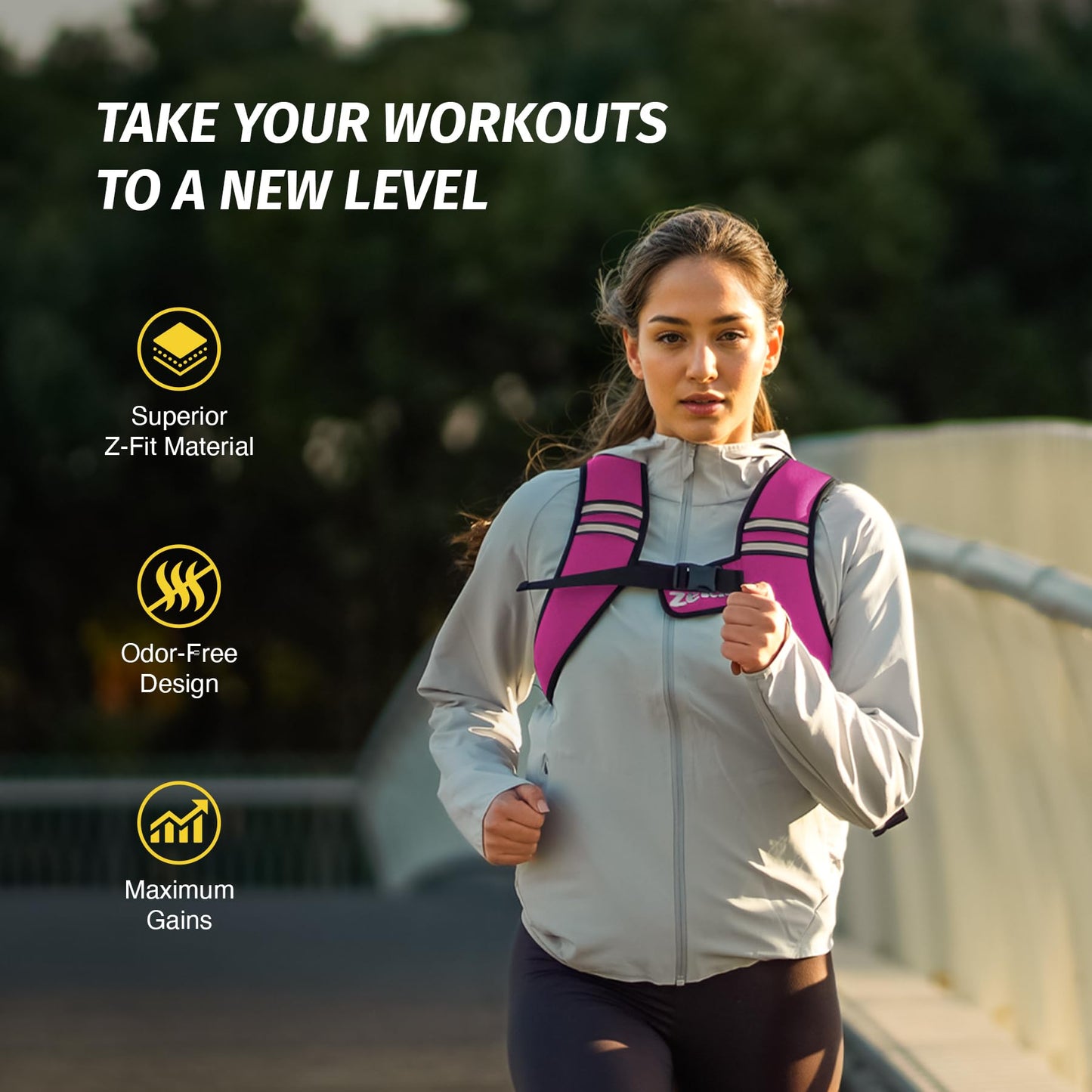 ZELUS Weighted Vest, Washable Z-Fit Soft Iron Weighted Vest for Women and Men, 5/10/15 lb Weight Vest with Reflective Strips & Adjustable Straps, Ultra Thin Weight Vest for Gym Strength Training (15lb) Pink