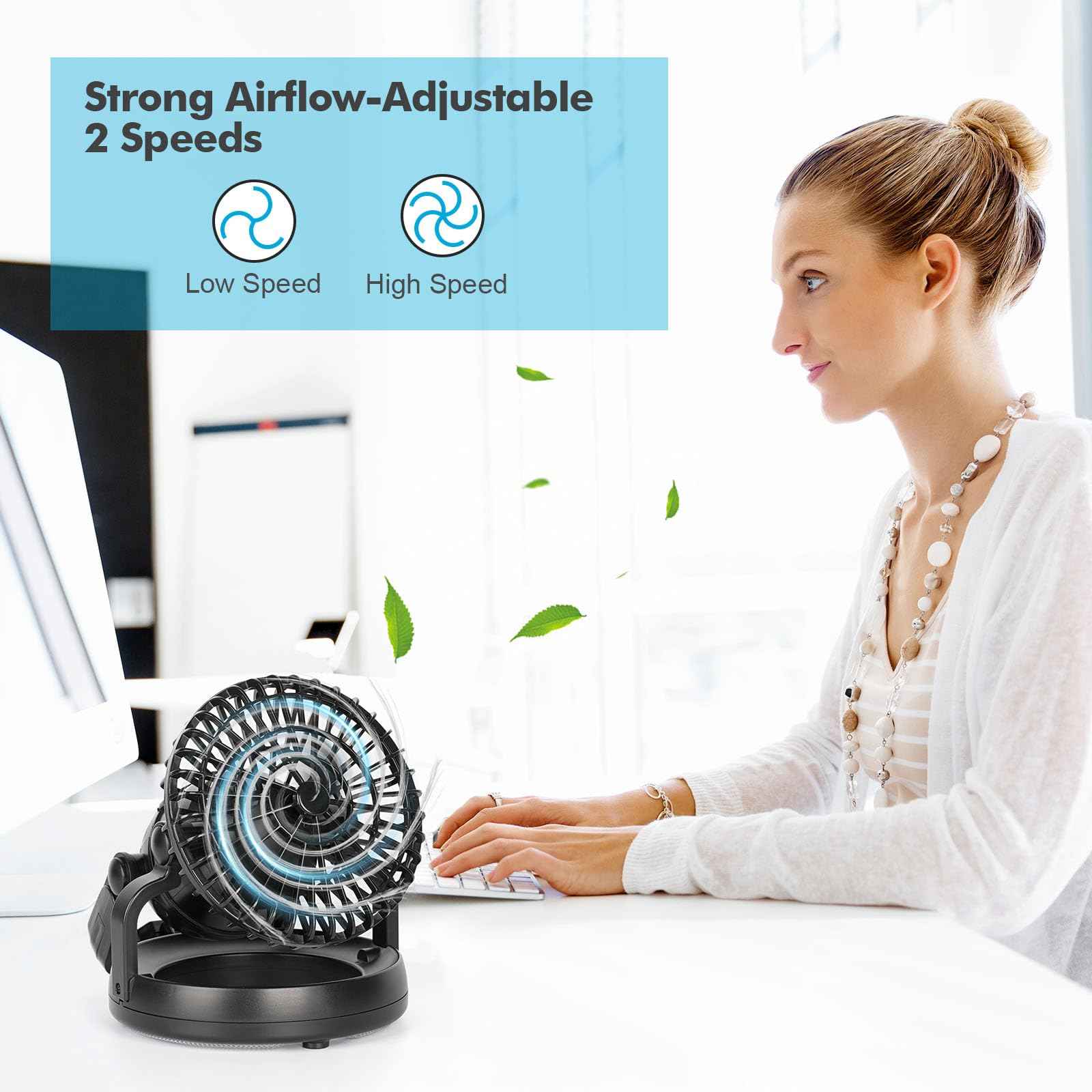 SZJUANWANG Portable Camping Light with Ceiling Fan, Tent LED Light Fan with Hanging Hook, 3 Speed Strong Airflow, Camping Lantern Fan, Cooling for Bed Camping Hiking Hurricane Emergency