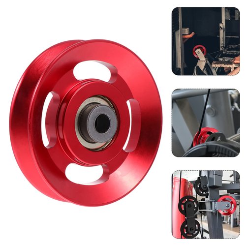 BESPORTBLE 6pcs Pulling Training Accessory Household Practical LAT Alloy Muscle Traction Curl Useful Fitness Durable Rotation Wheel Lift DIY Back Down Triceps Shoulder Cable Red Pulley Home