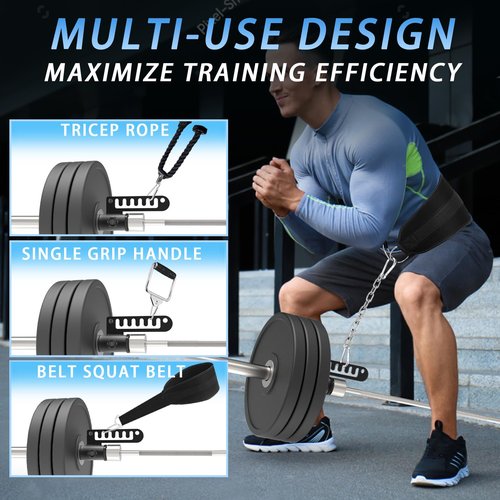 J Bryant Adjustable Landmine Belt Squat Attachment for 2" Olympic Barbells – Full-Body Training Tool with Carabiner Track Slot, Barbell Protection Sleeve, Heavy Duty Steel Construction