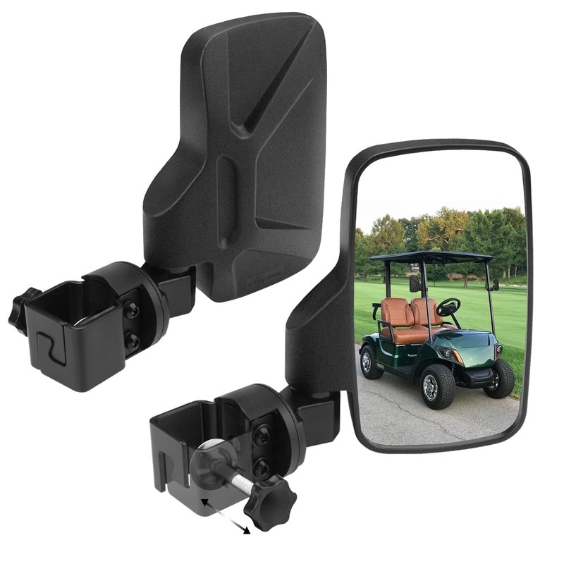SHEJISI Golf Cart Mirrors,Golf Cart Mirrors Rear View is Universal Fits 0.7"-1.35" Square Rail,No Drilling,360° Rotation,Foldable,High Definition,Durable Anti-Shudder,Fits Club Car,EZGO,Yamaha,Zone