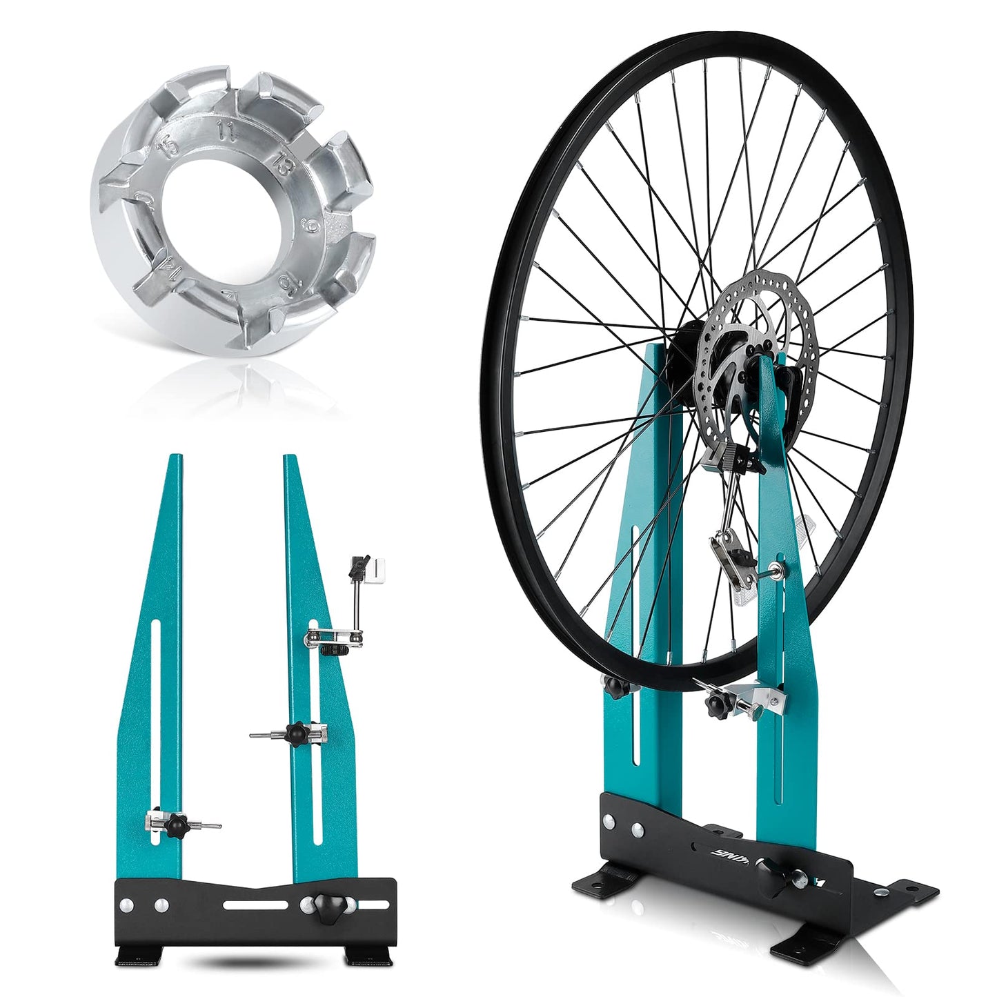 XIWUEI Wheel Truing Stand - Professional Bicycle Wheel Maintenance with Spoke Wrench, Removable Multi-function Bicycle Wheel Alignment Repair Tool ,Great Tool for Rim Truing For MTB Road