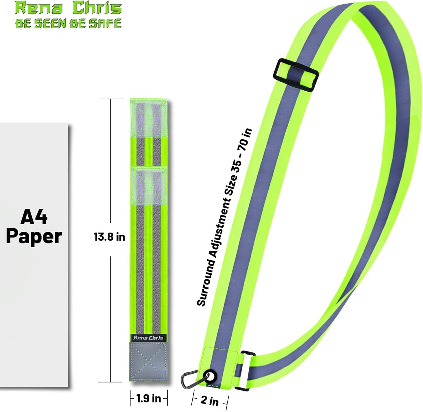 Rena Chris Reflective Running Gear - High Visibility Safety Sash & Belt for Night Jogging | Women's Dog Walking Gear