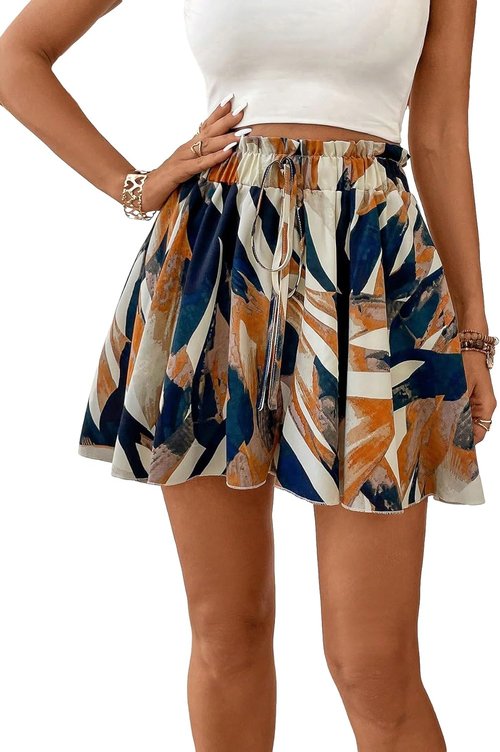 BEAUDRM Women's High-Waisted Flowy Summer Shorts - Casual Beach Vacation Style