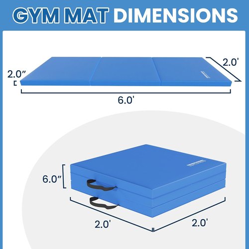 Fitvids Gymnastics Mat - High-Density Folding Exercise Mat with Carrying Handles | 2'x6'x2" for Home Gym, Yoga, Pilates, MMA