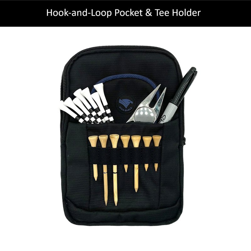 VIVA EAGLE Golf Pouch Bag with Detachable Clip | Multiple Zipper Pockets to Store Balls Tees Accessories Valuables - Navy