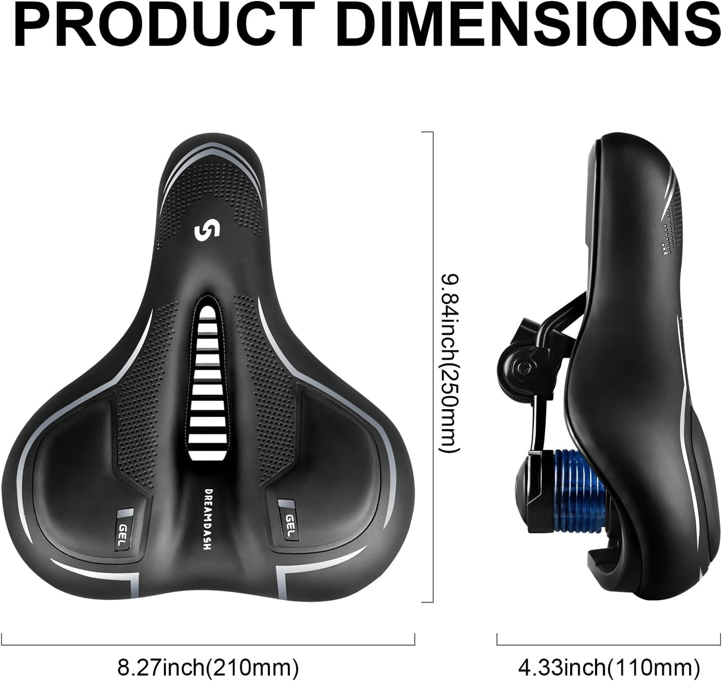 Skiennix Bicycle Saddle - Waterproof PU Trekking Seat with Shock-Absorbing Memory Foam | 25 x 21 cm