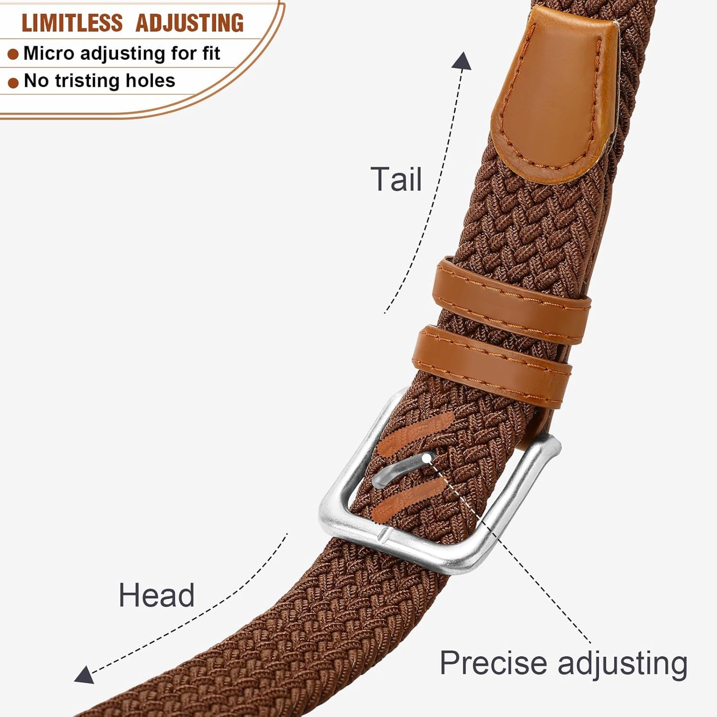 Skiennix Men's Braided Stretch Belt - Versatile for Golf, Casual Shorts & Jeans