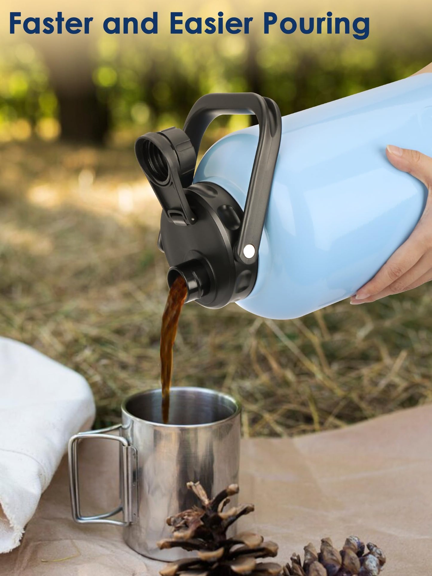 YOUSHARES Jug Lid for RTIC - Improved Replacement Cap Compatible with RTIC One Gallon and Half Gallon Jug BPA Free Sport Bottle Accessories Rubber Grip Thicker Steel and Better Gasket
