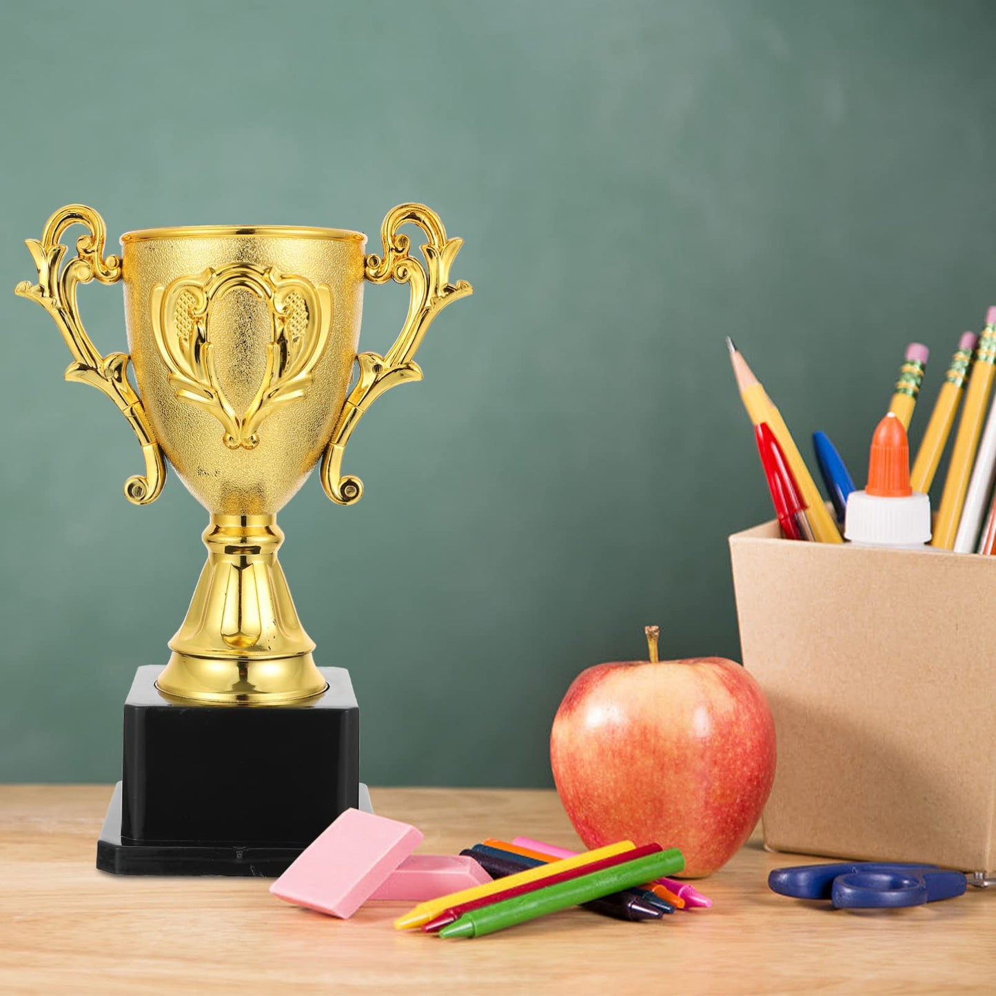 BESPORTBLE Golden Trophy: 7 Inch Plastic Golden Cup Gold Trophies Awards for Kids Party Favors Sports Footabll Competition Tournaments Rewards