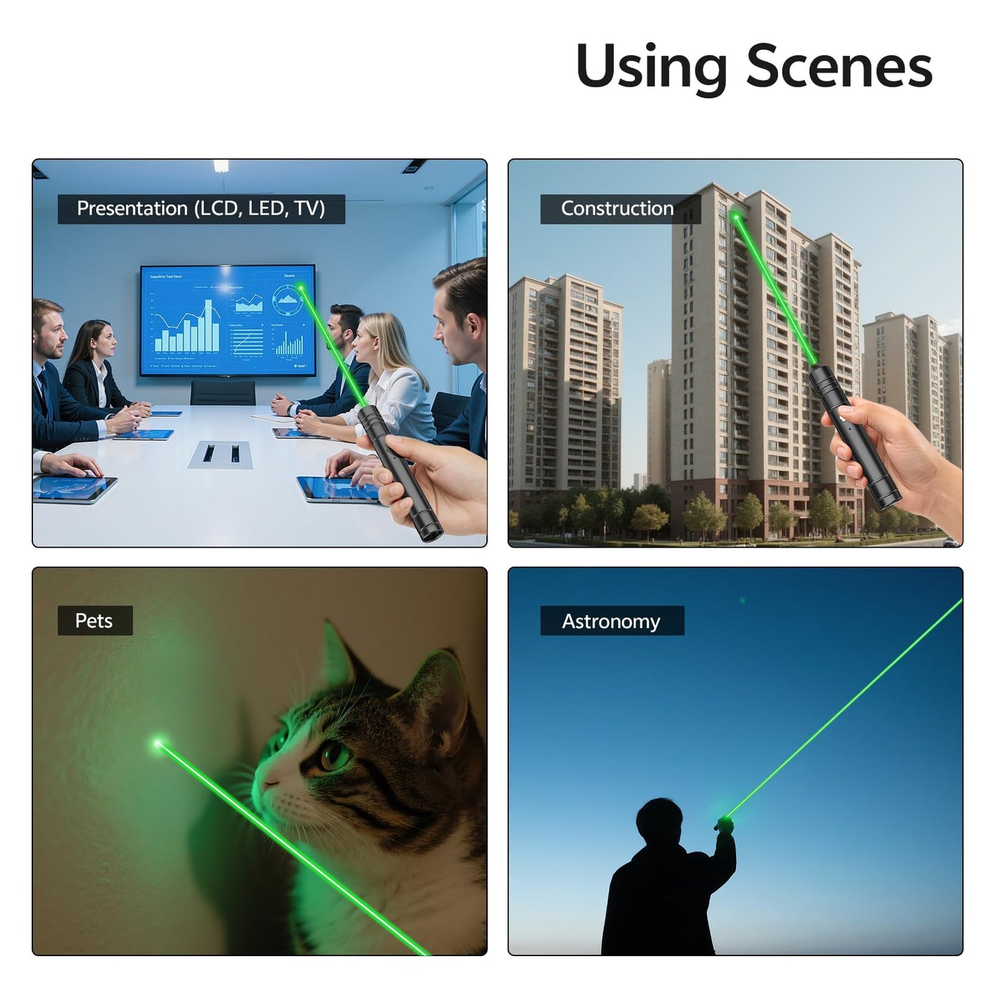 trunkhouse [Professional] Rechargeable Green Laser Pointer High Power Green Beam Light Long Distance Range for TV/LED/LCD Screens Tactical Flashlights Presentation Office/Classroom/Outdoors [203] (1)