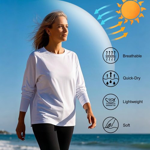 HovSiyla 5 Pack Women Long Sleeve Shirts Running UV Rash Guard Casual Tops Sun Protection Workout Hiking T Shirts for Women Black White Dark-Green Lime Dark-Pink Large