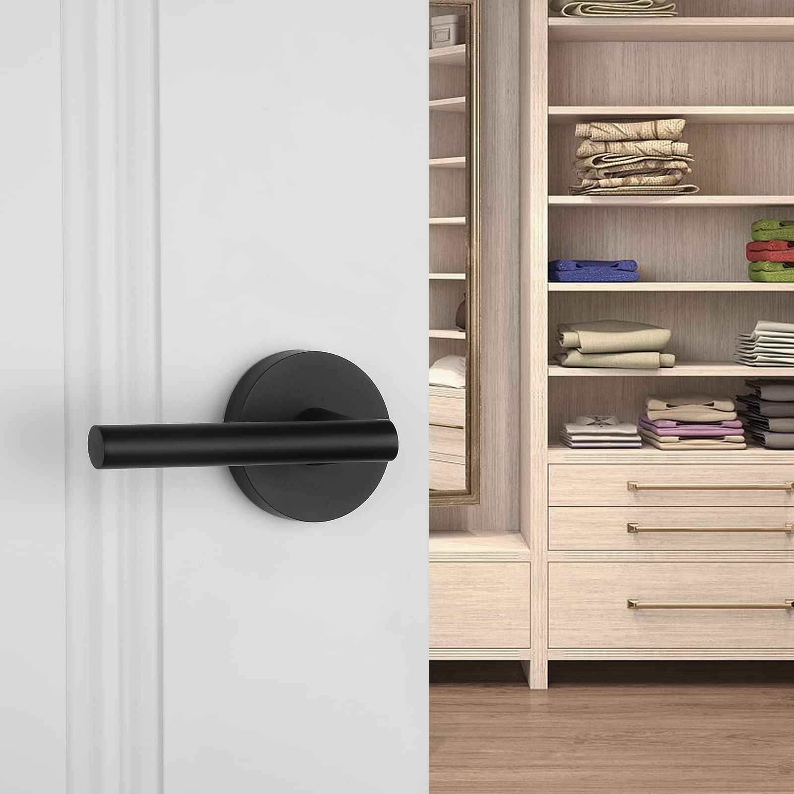 Haidms 3 Packs Matte Black Closet Door Handle, Passage Door Lever, Black Hall and Closet Door Handles for Hallways, Closets and Laundry Rooms