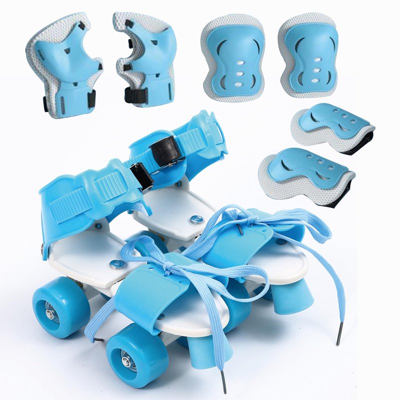 Roller Skates for Girl Boy,Quad Rollerskate for Little Kid Age 2-5, Adjustable Size from 6C-12C,Retractable Skates for Beginning with Knee,Hand Protection, Birthday Gift Indoor Outdoor Sport