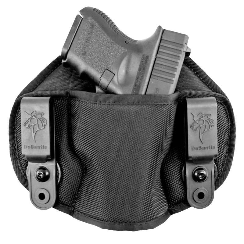DeSantis Vanquisher IWB Holster - Concealed Carry Gun Holster with Padded Ballistic Nylon, Tuckable, Compatible with Most Medium to Large Autos and Small Revolvers - Ambidextrous, Black