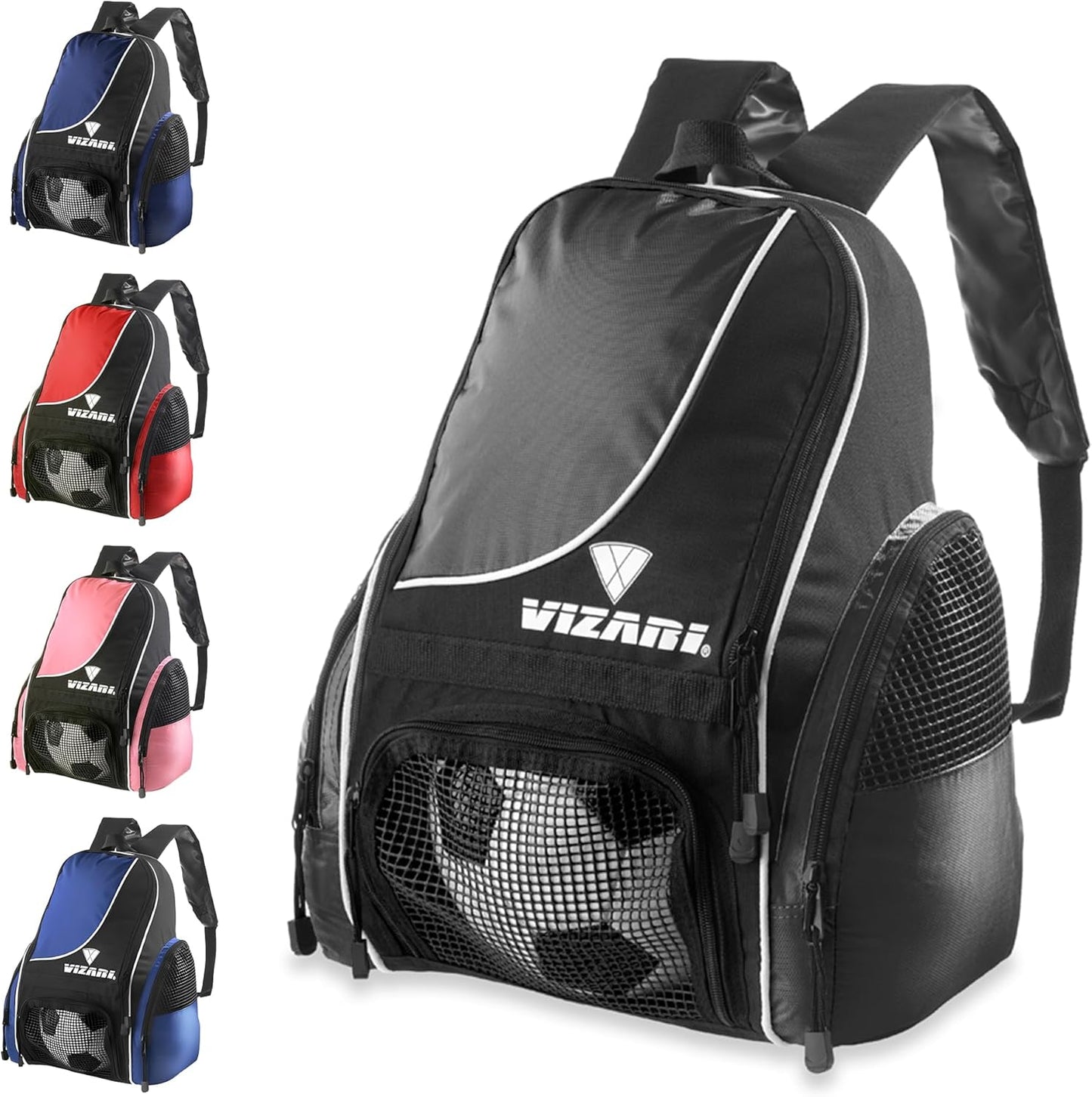 Vizari Solano Soccer Backpack - Ball Compartment & Vented Pocket | Ideal for Adults & Teens