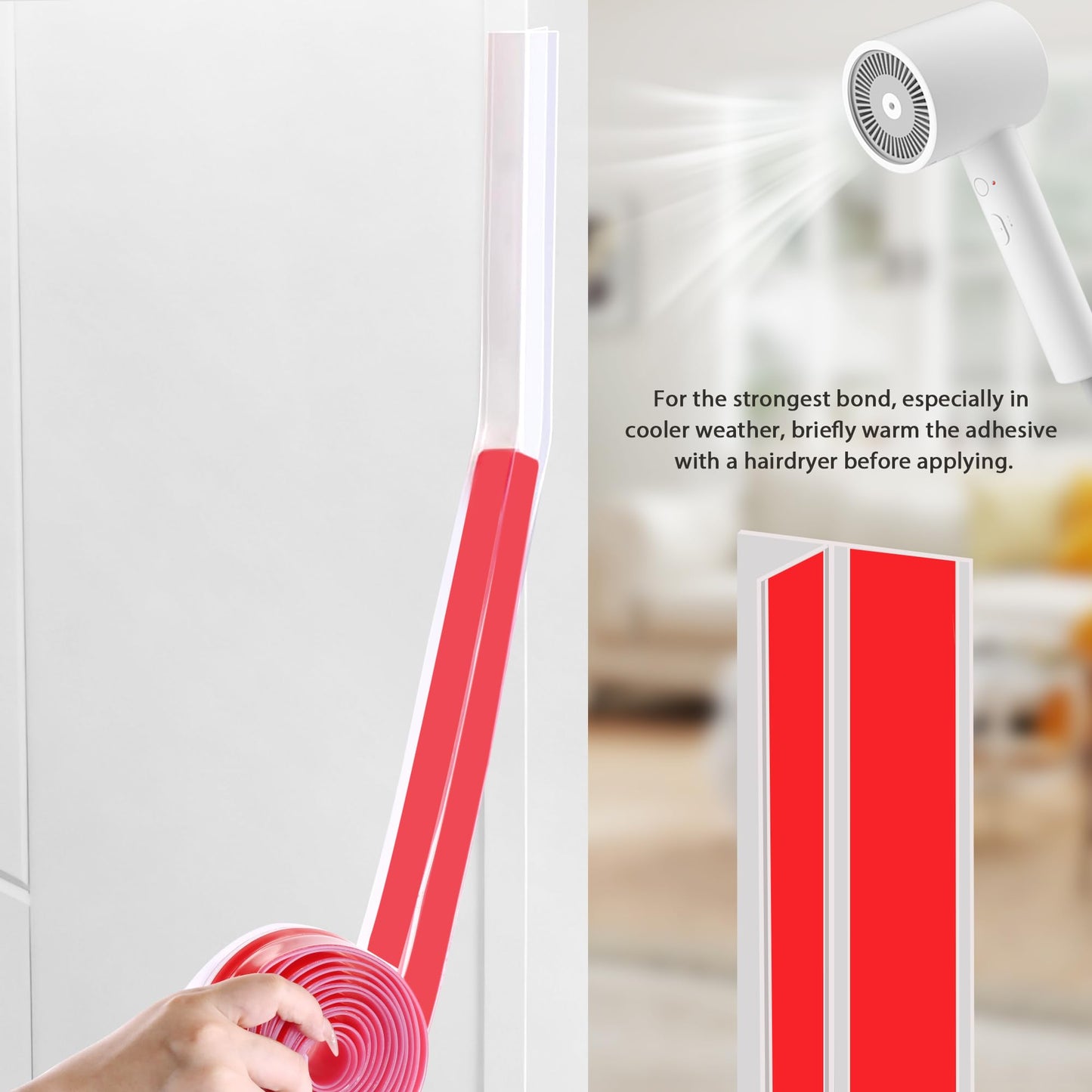 20Ft T-Shaped Door Draft Stopper, Silicone Weather Stripping Seal Tape for Doors and Windows - Clear, 2" Wide (50mm)