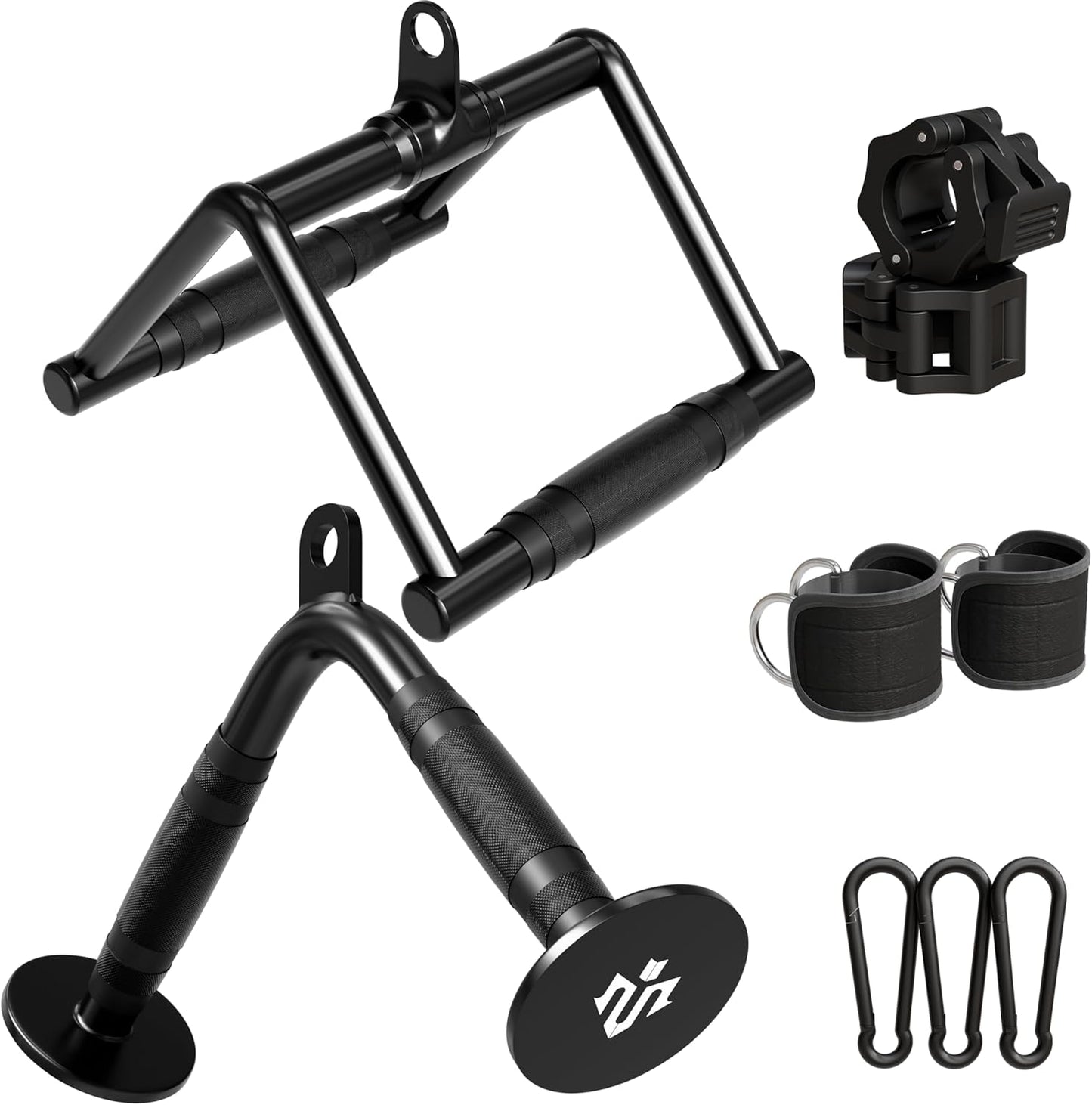 Mikolo Heavy-Duty Cable Attachments Set - LAT Pulldown, V Bar, Double D Handle & Ankle Straps for Home Gym