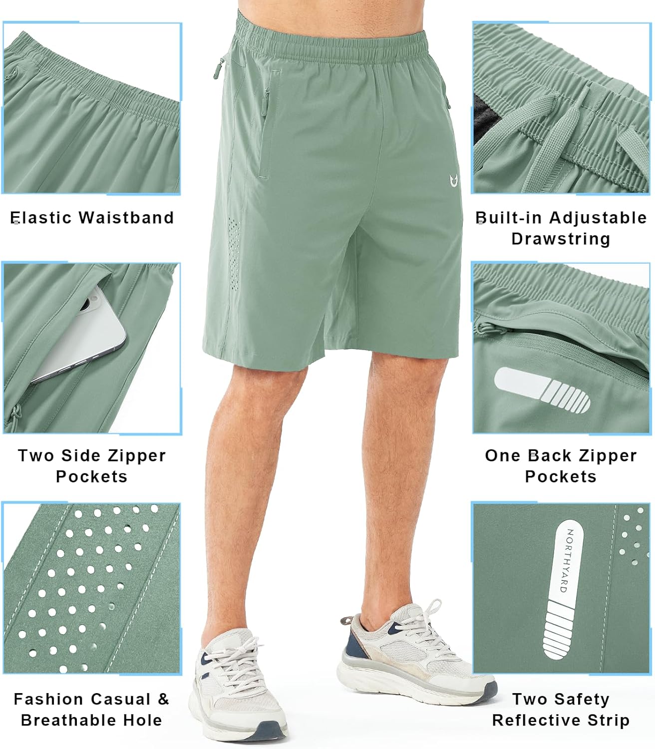 NORTHYARD Men's Athletic Running Shorts - Quick Dry Lightweight Gym Workout Shorts | 7"/9"/5" Sizes