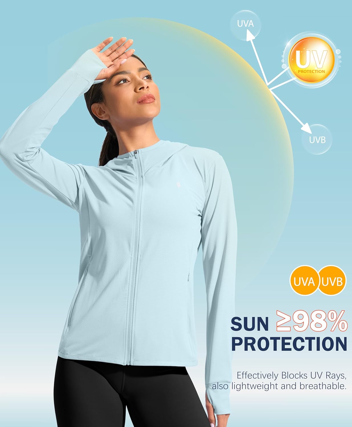 Soothfeel Women's Lightweight UPF 50+ Sun Protection Hoodie Jacket - Long Sleeve with Pocket for Outdoor Activities