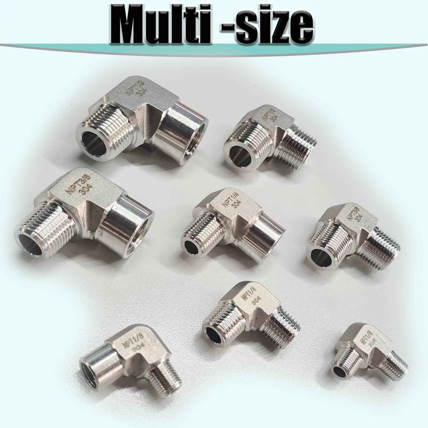2pcs 90 Degree Street Elbow, 304 Stainless Steel Forged Barstock Street Elbow Adapter, Heavy Duty 5800PSI 1/2" NPT Female x 1/2" NPT Male Pipe Fitting Connecto (1/2" MNPT x 1/2" FNPT)