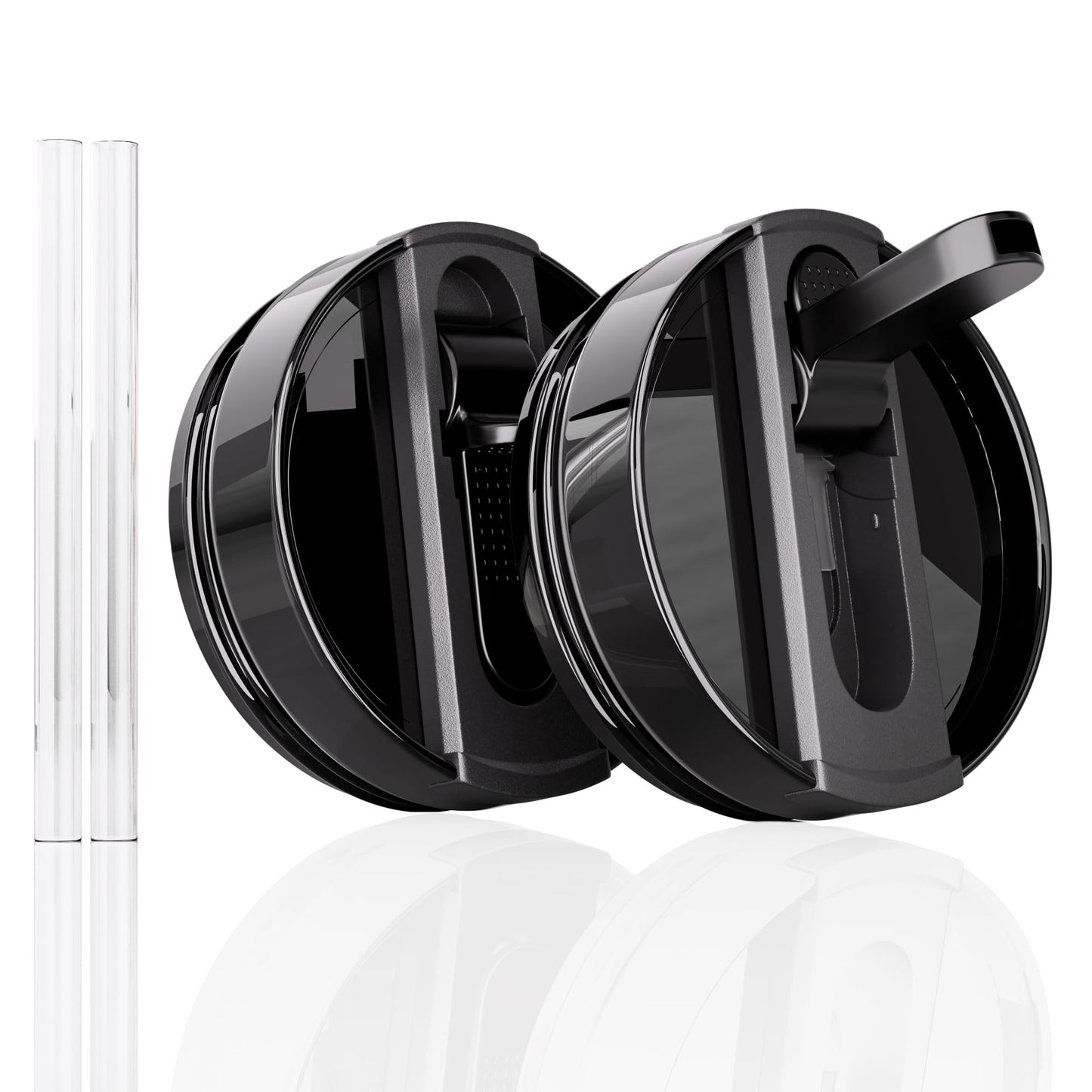 CeleVista 2 Pack 40 oz Flip Straw Lid for STANLEY Quencher ProTour and H2.0 FlowState Tumbler(Only for STANLEY Tumbler), Leakproof Lid, No Spill & Easy to Use Reusable Cover (Black)