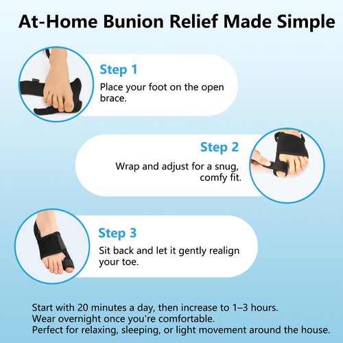 Recovist Bunion Brace Pro 2.0 for Women & Men, Adjustable Bunion Corrector Big Toe Straightener for Left & Right Foot, Say Goodbye to Hallux Valgus (Black, 1 Pair)