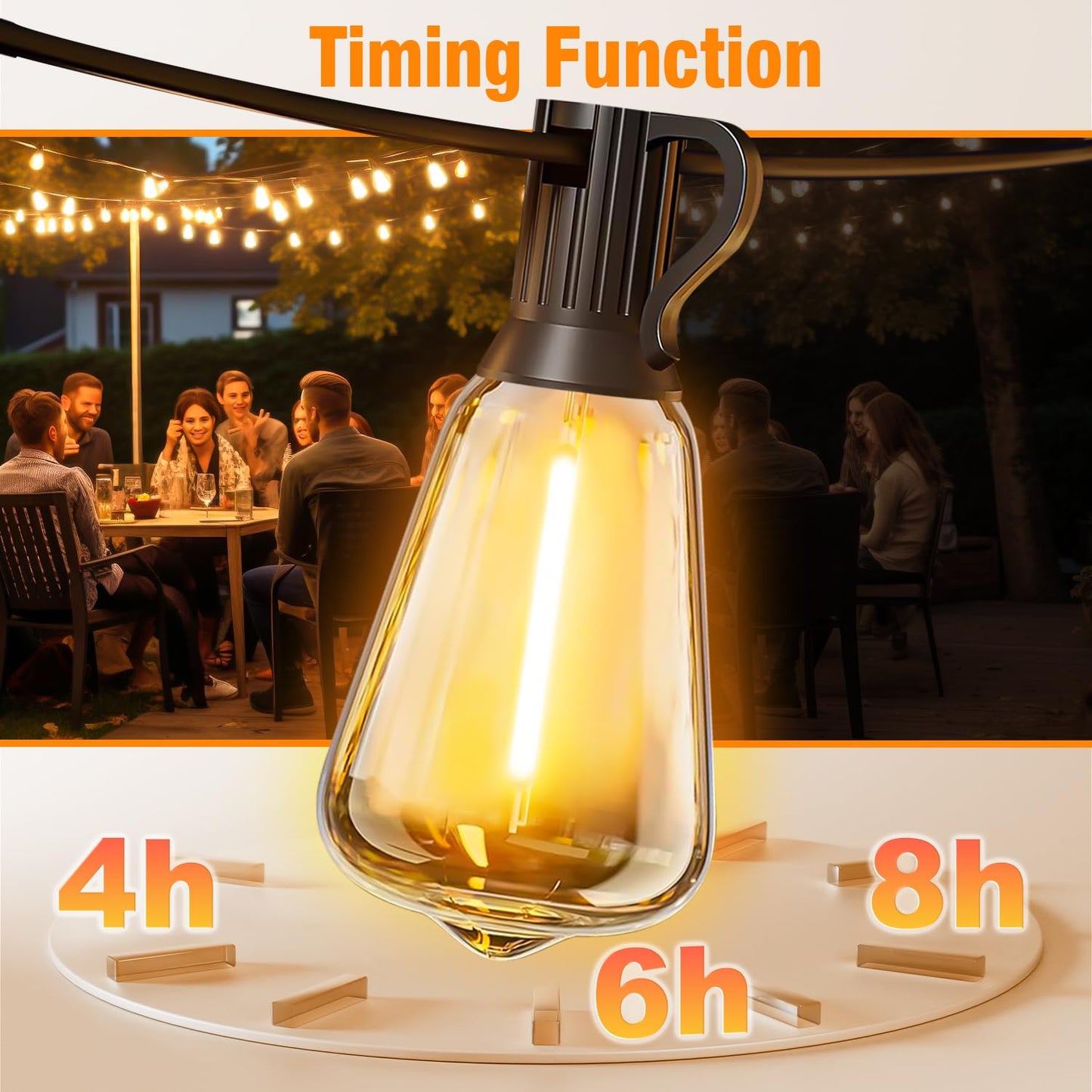 Solar String Lights Outdoor Waterproof with Remote & Timer, LED Shatterproof ST38 Bulbs, USB & Solar Powered Patio Lights for Backyard, Porch, Garden, Wedding, Christmas Decor (25FT)