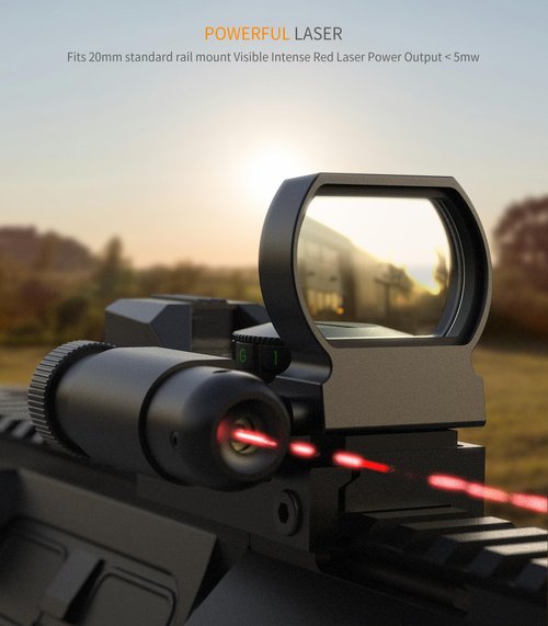 Feyachi Reflex Sight - 4 Reticle Red & Green Dot Sight Optics with Red Laser Sight Less Than 5mW Output for Picatinny Rails