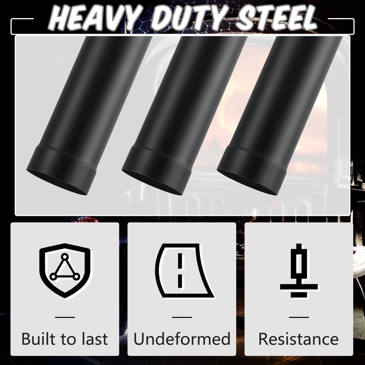 Yaocom 18" to 30" Single Wall Telescoping Pipe 6" Diameter Single Wall Stove Pipe Wood Burning Chimney Pipe, Black