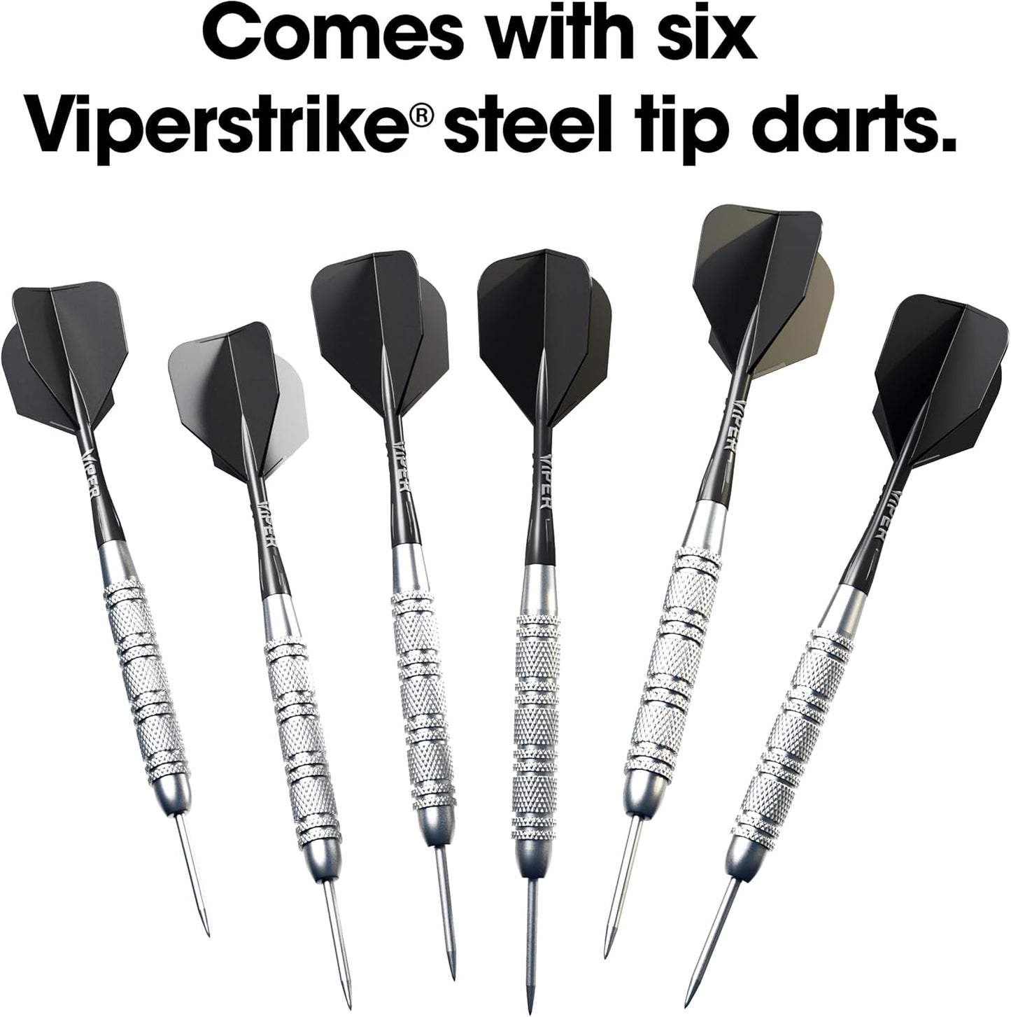 Viper by GLD Products Shot King Dartboard Set - Regulation Bristle Steel Tip with 6 Darts | Black