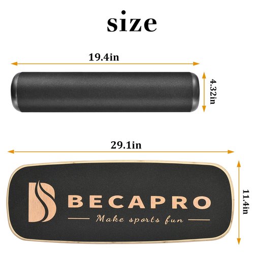 BECAPRO Balance Board Trainer, Wooden Balance Board with Adjustable Stoppers -3 Different Distance Options-Balance Exercise Equipment for Fitness Work