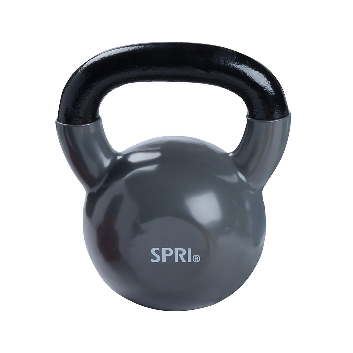SPRI Kettlebell Weights Deluxe Cast Iron Vinyl Coated Comfort Grip Wide Handle Color Coded Kettlebell Weight Set (Grey, 40-Pound)