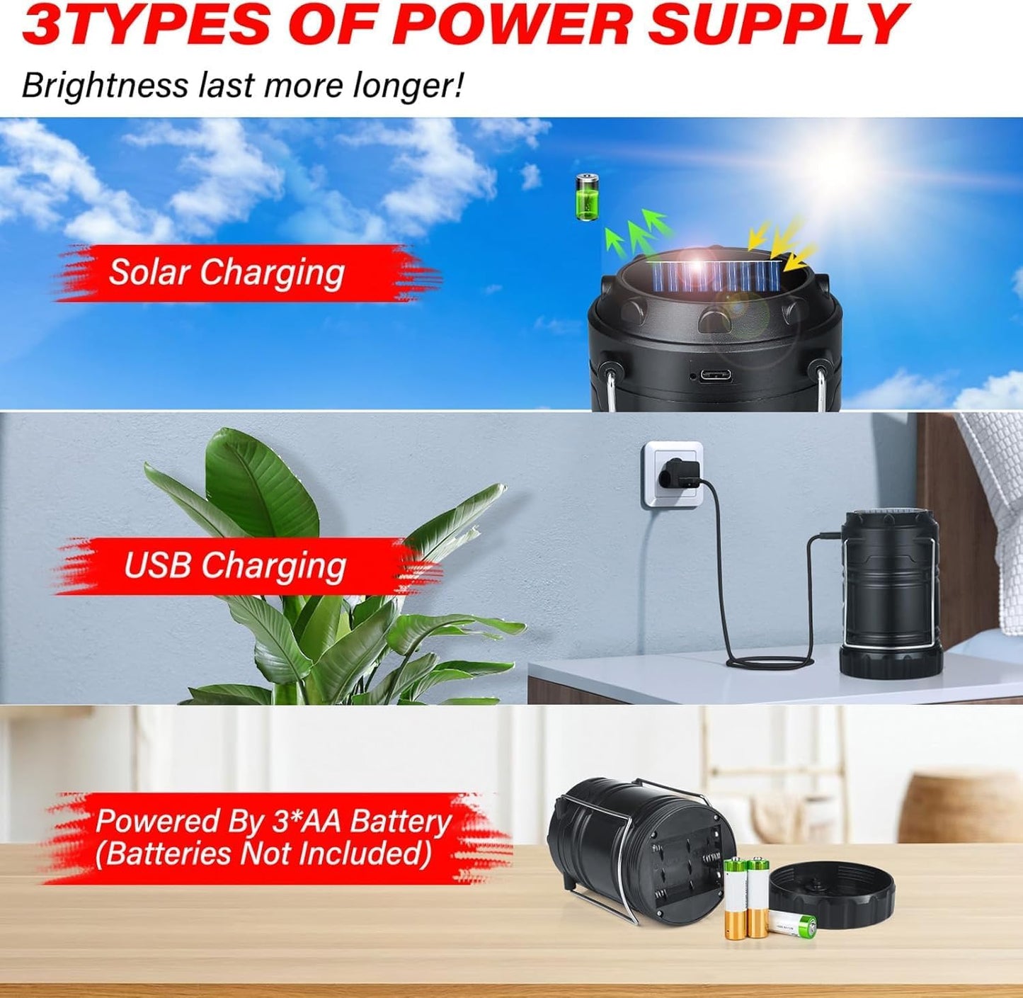 Skiennix 4-Pack Solar Camping Lanterns - Rechargeable LED, Waterproof, Magnetic Base & Collapsible Design