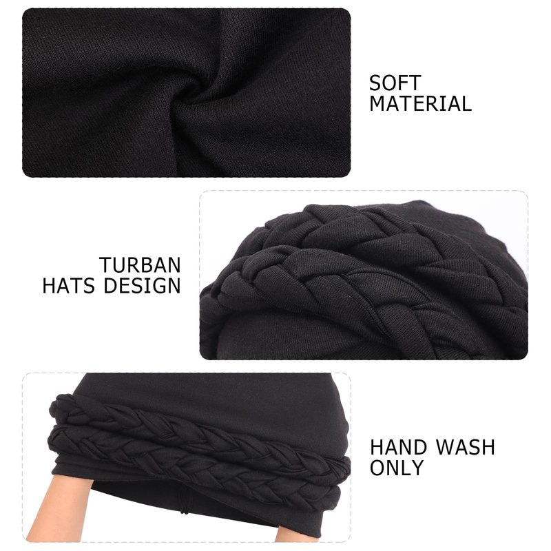 DRESHOW African Women Turban Caps Beanie Twist Headscarf Pre-Tied Double Twisted Braids Hair Cover Wrap Hat Headwraps for Black Women Chemo Cancer Cap
