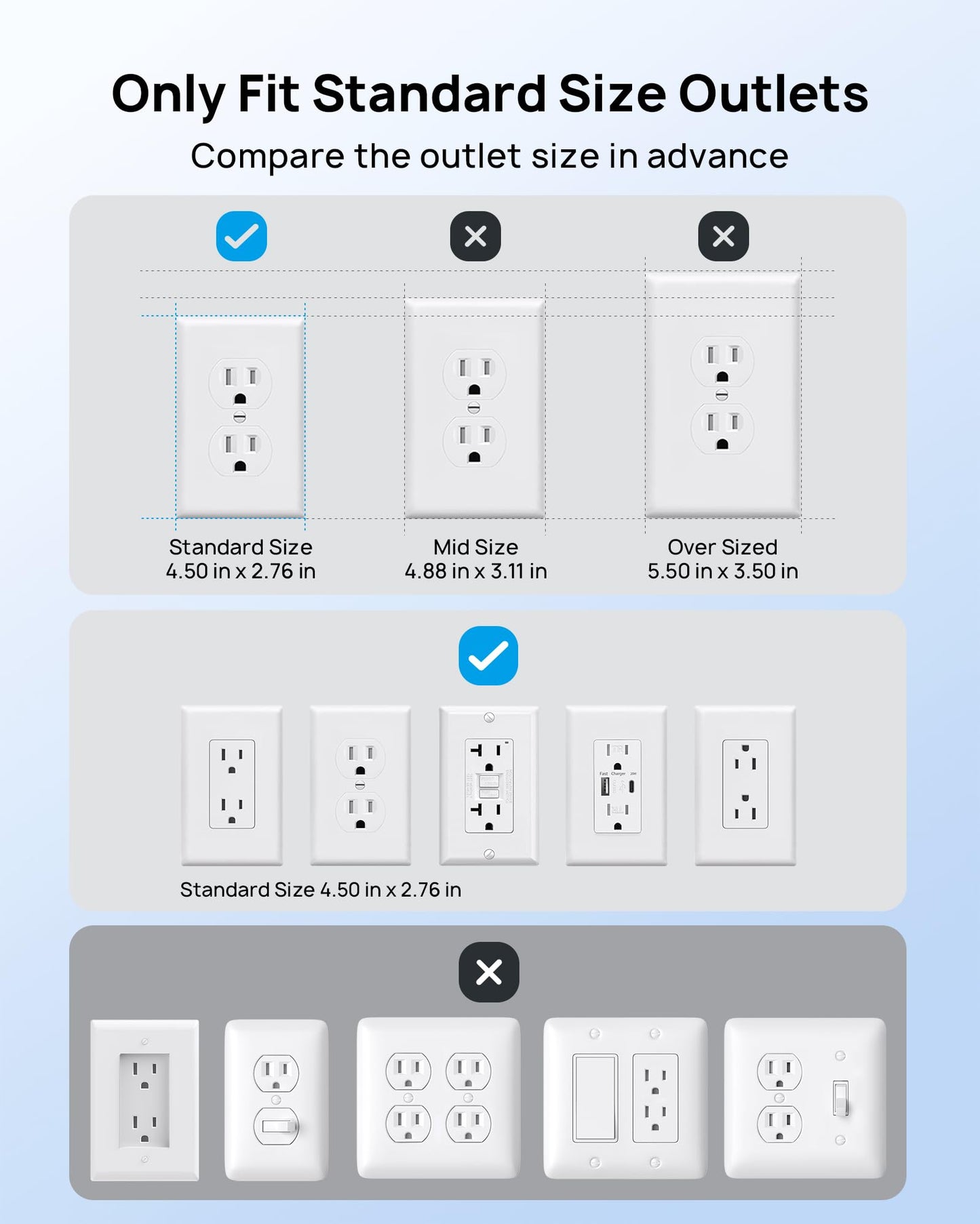 TROND Flat Power Strip with Outlet Cover, 3 AC Widely Spaced Wall USB Plug Extender, 5FT Extendable Outlet Extension Cord, Wall Mount Behind TV, Hidden Under in-Drawer Desk Cabinet Vanity Counter