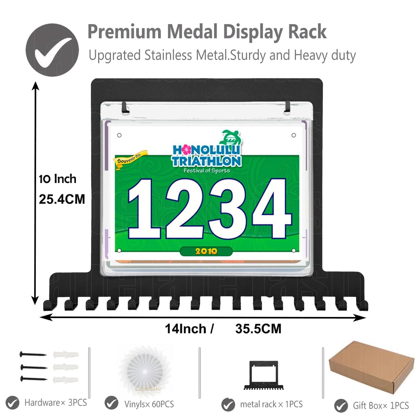 Lapetale Fashion Race Medal Holder Wall Hanger,Marathon Medal Display and Runner Medal Hanger Display,Bib Running Medal Display, Running Medal Hanger Display,Medal Holder for Wall,Gifts for Runners