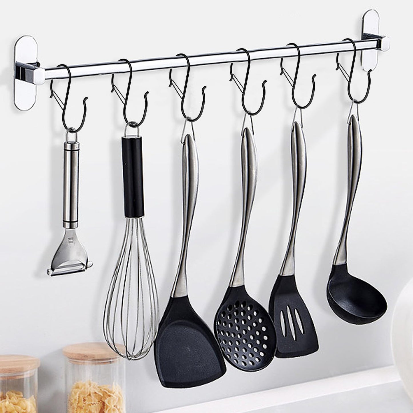 HCTESCO Heavy Duty Large S Hooks, 4.96 inch, Black, Set for Hanging Plants, Carabiners, Kitchen Cabinet Handles,s Hooks Buckle Side is Suitable for mostrods,Less Than 1.2inch in diamete(4)