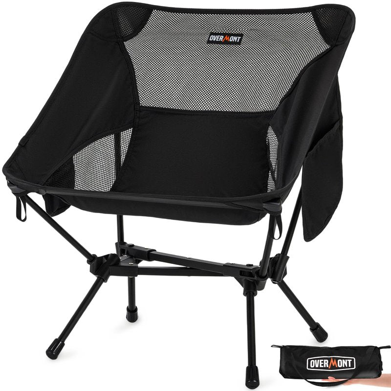 Overmont Ultralight Portable Camping Chair- Lightweight Folding Backpacking Chair, Support up to 330Lbs Compact Beach Chair for Adults with Carry Bag for Backpack Hiking Fishing Outdoor Camp Travel