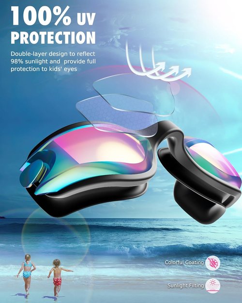 Aegend Swim Goggles - No-Leak Kids Swimming Goggles for Ages 3-14 | Clear Vision & Comfort