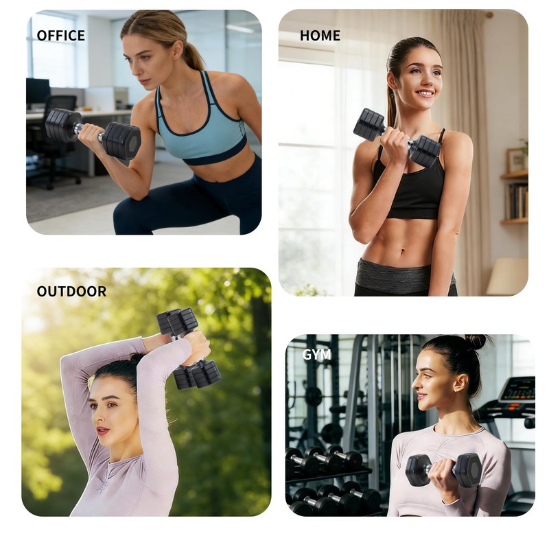 Adjustable Dumbbell Set of 2 Total 20 Lbs 4-in-1 Each 4lb 6lb 8lb 10lb 1s-Adjust Dual-Stable Free Weights for Women Men Home Gym Outdoor Workouts (black [20LBS Total])