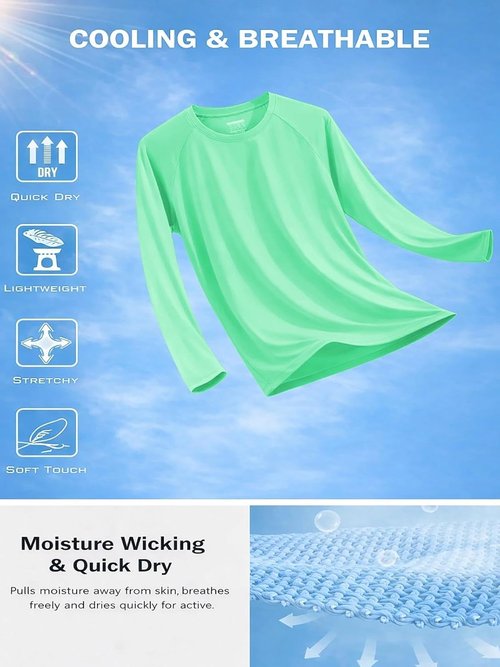 KINGFEN Men's Long Sleeve UV Sun Protection Shirt - Quick Dry Rash Guard for Swimming & Hiking