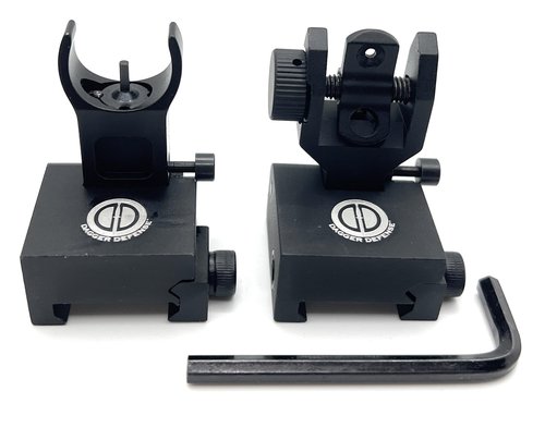 Dagger Defense- BUIS Classic Style flip up Iron Sights for Back up Optic Solutions (Crescent, Black)