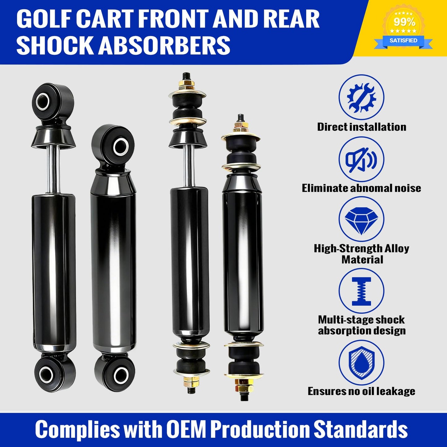 Roykaw Club Car DS Shocks, Precedent Shocks,Golf Cart Front and Rear Shock Absorbers Compatible with Club Car DS G&E 1988-up,Precedent G&E 2004-up,Replace OEM 1014235 1015813 1010991 1012183 1014236