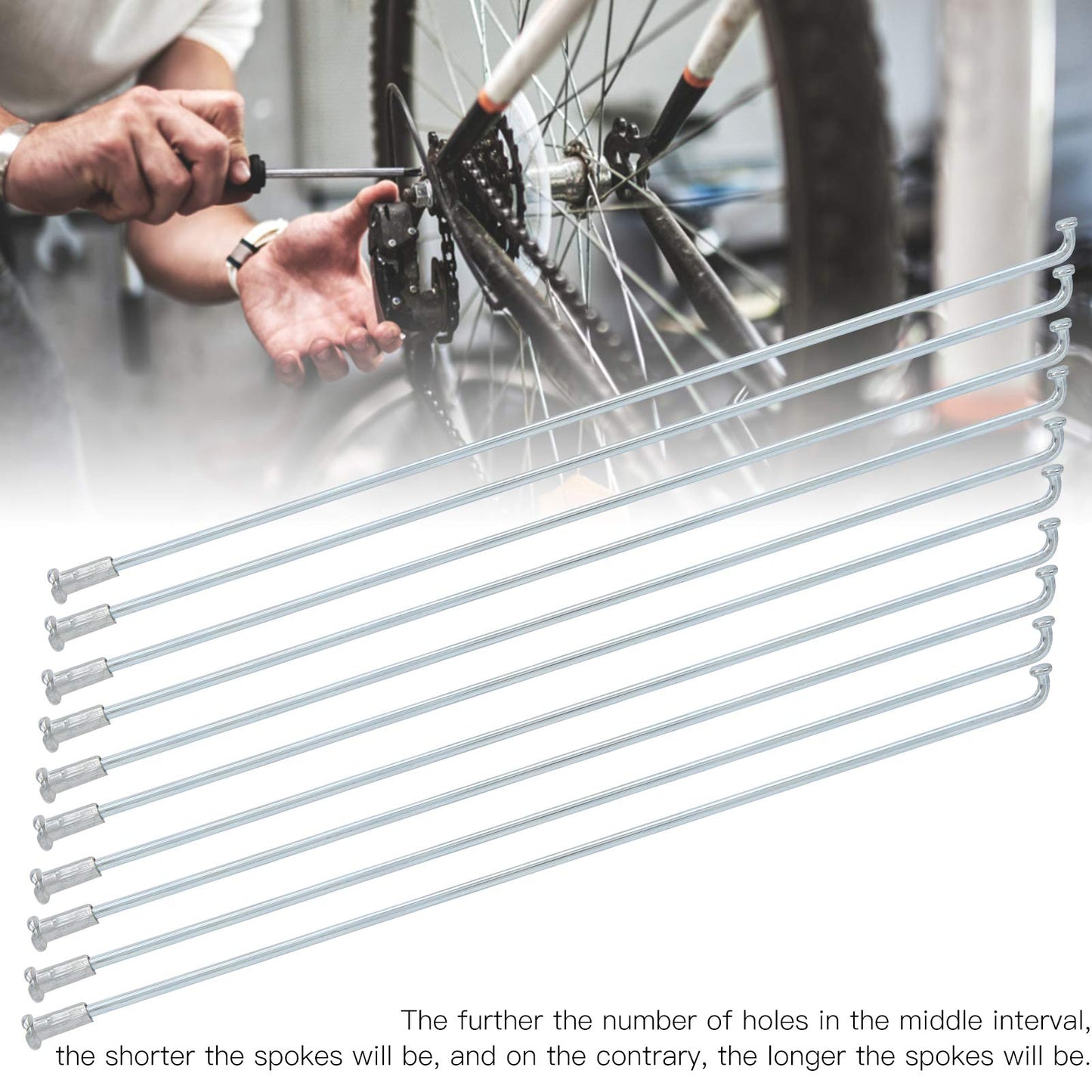 VGEBY Bike Spokes, 10pcs 80-310mm Stainless Steel Thickness Spokes 13G 2.2mm Cycling Accessory (220MM)