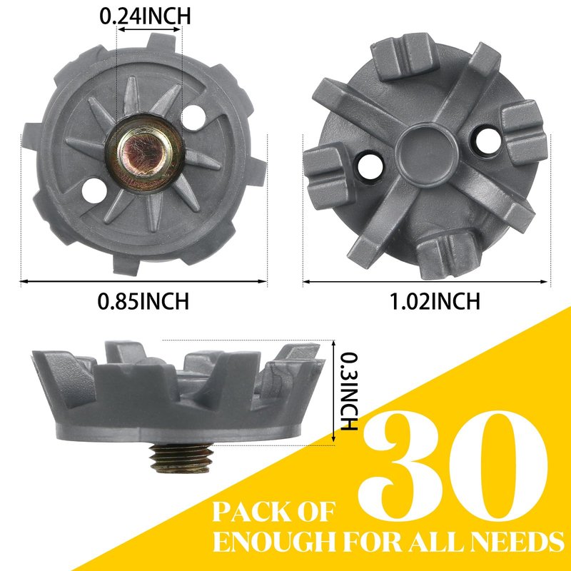 Lanties 31 Pcs Golf Spikes Set with 30 Golf Cleats Replacement and Black Cleats Spanner for Shoes Metal Thread Screw 6 mm Dia Spike Tool Accessories for Lawn Outdoor Cricket Shoe Player Lover(Grey)