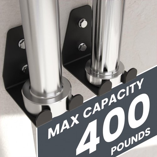 Synergee Wall Mounted Barbell Holder & Gym Accessory Rack Heavy Duty Steel Double Bracket Kit