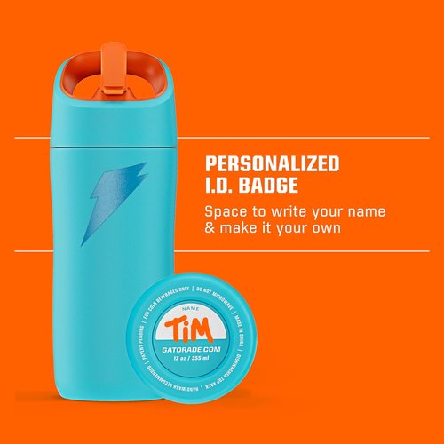 Gatorade Kids' 12oz Stainless Steel Water Bottle - Double-Wall Insulation & Vacuum Sealed Thermo Mug