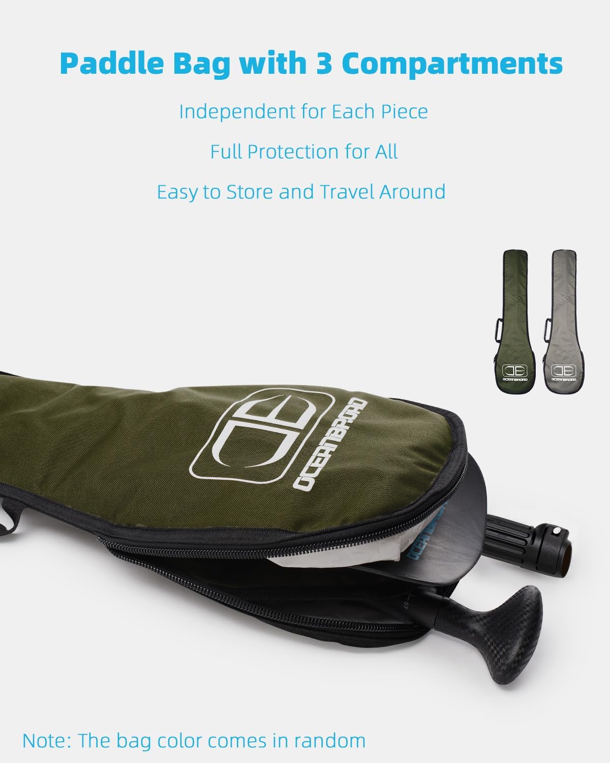 OCEANBROAD SUP Paddle Board Paddle - Adjustable Carbon Shaft | 3-Piece Set with Carry Bag