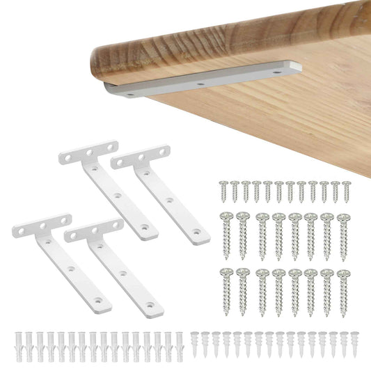 Alise White Floating Shelf Brackets,L Brackets for Wood Board,Wall Hidden Shelf Brackets,Heavy Duty Shelf Brackets Metal Shelving Corner Brace Supports for Home,Garden,Office and DIY,6 inch,Pack of 4